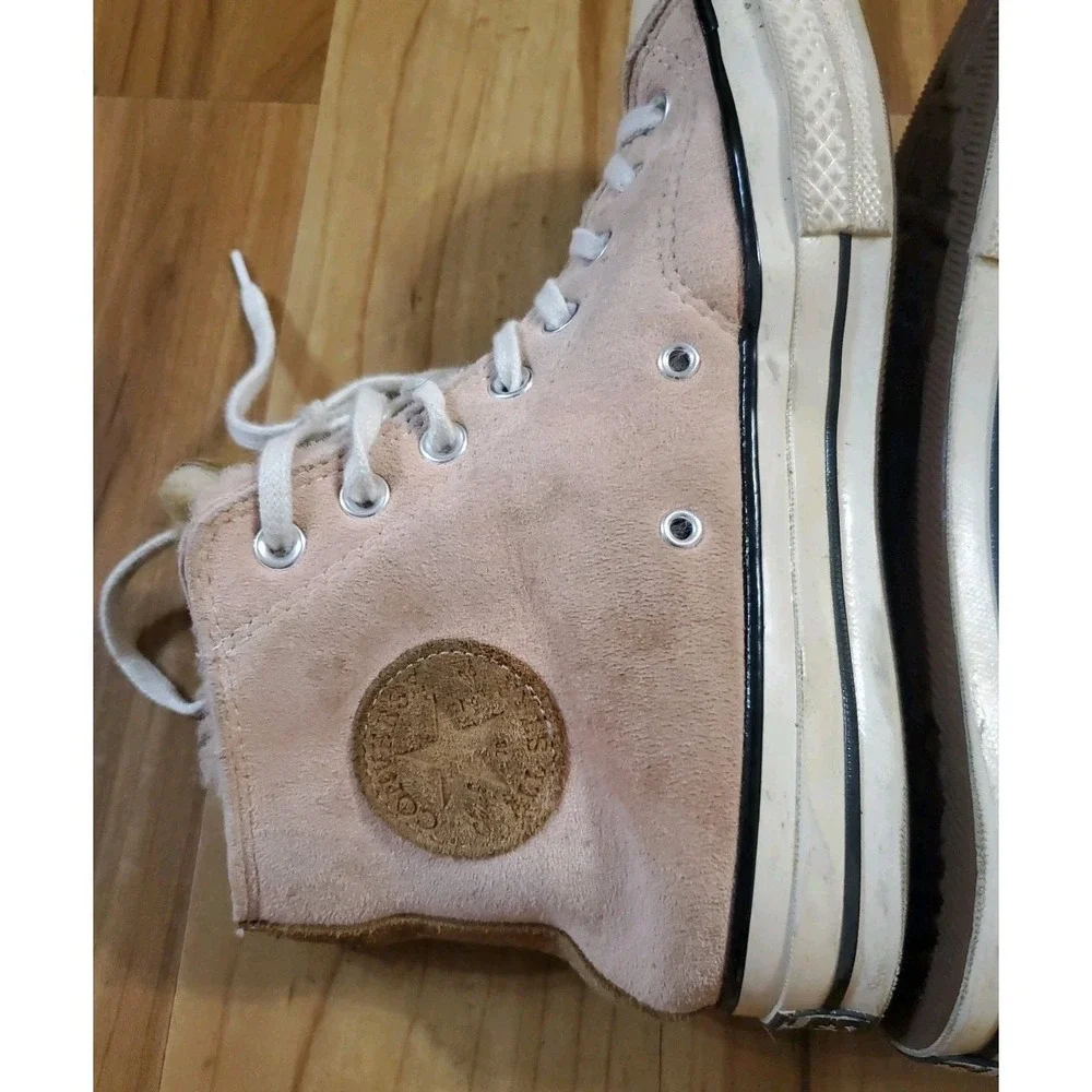 Converse Chuck 70 High Suede Fur Size W 10.5 M 8.5 Navy Blue Pink 166319C